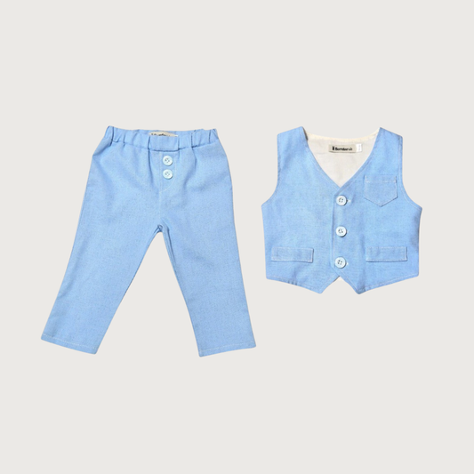 Lagani komplet za bebe svetlo plavi LK051 -pantalone i prsluk