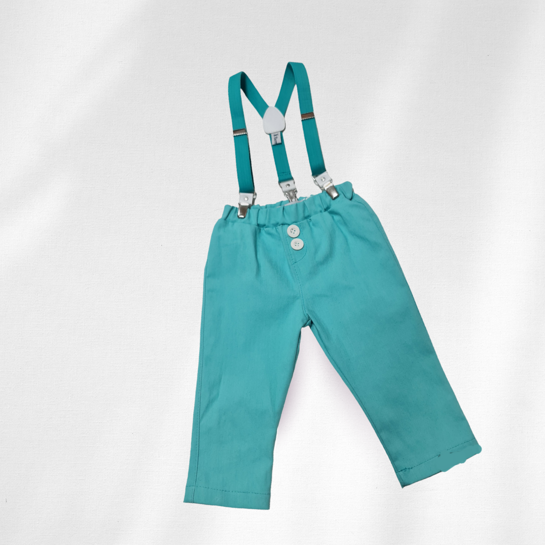 Pantalonice lanene sa tregerima za bebe mint LK010