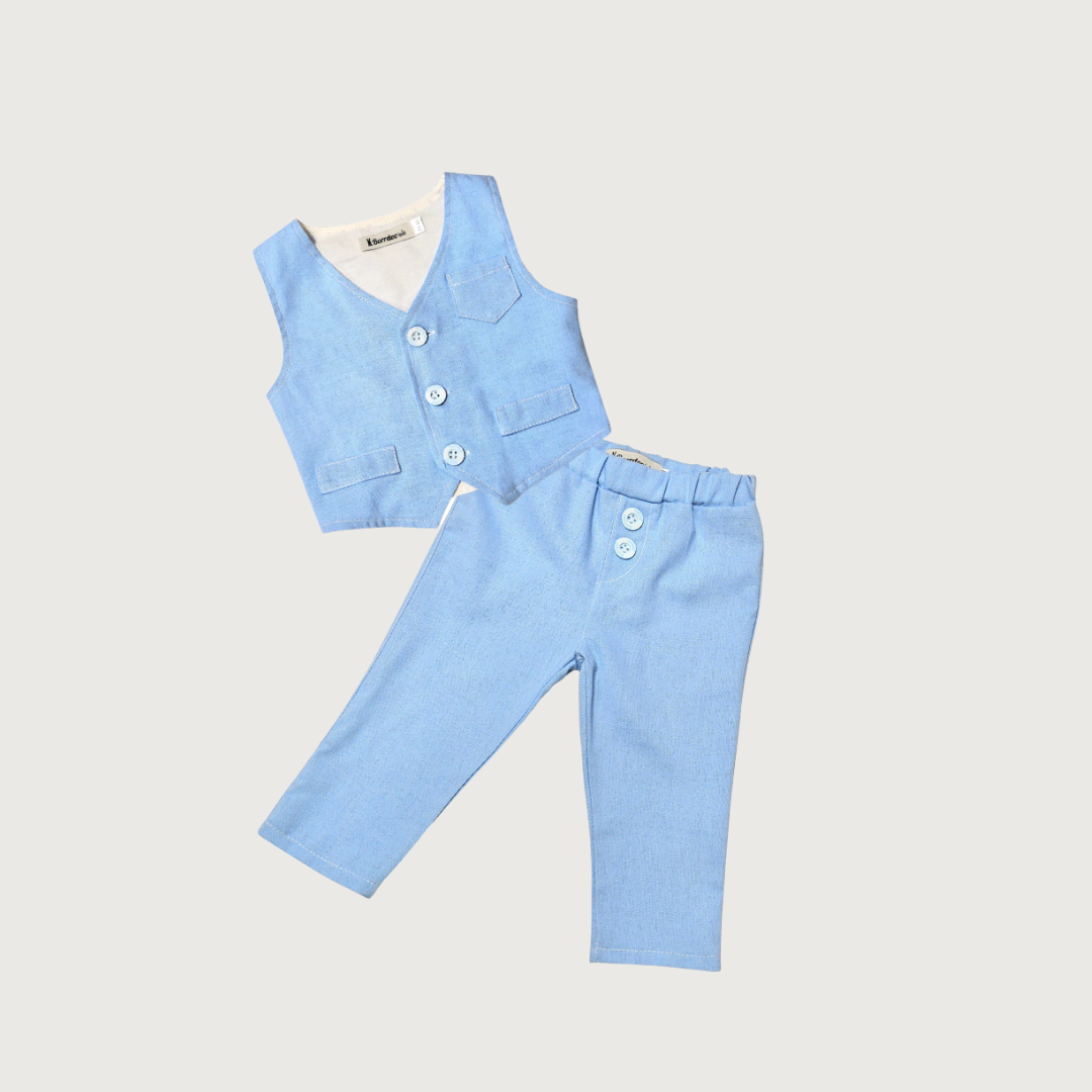 Lagani komplet za bebe svetlo plavi LK051 -pantalone i prsluk