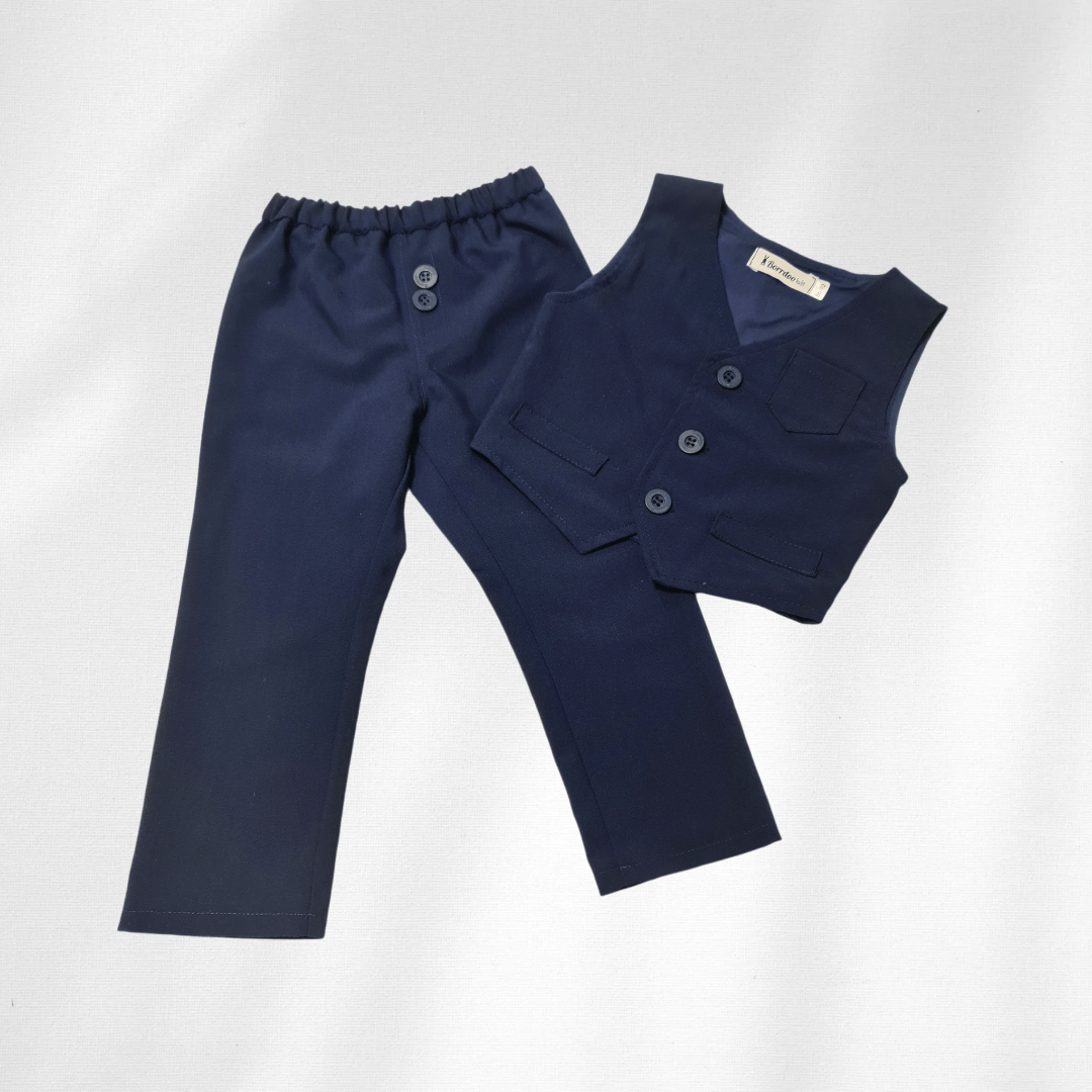 Odelo za bebu - prsluk i pantalonice, teget OD013