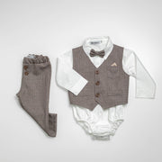 Odelo za bebu prsluk pantalone braon OD043