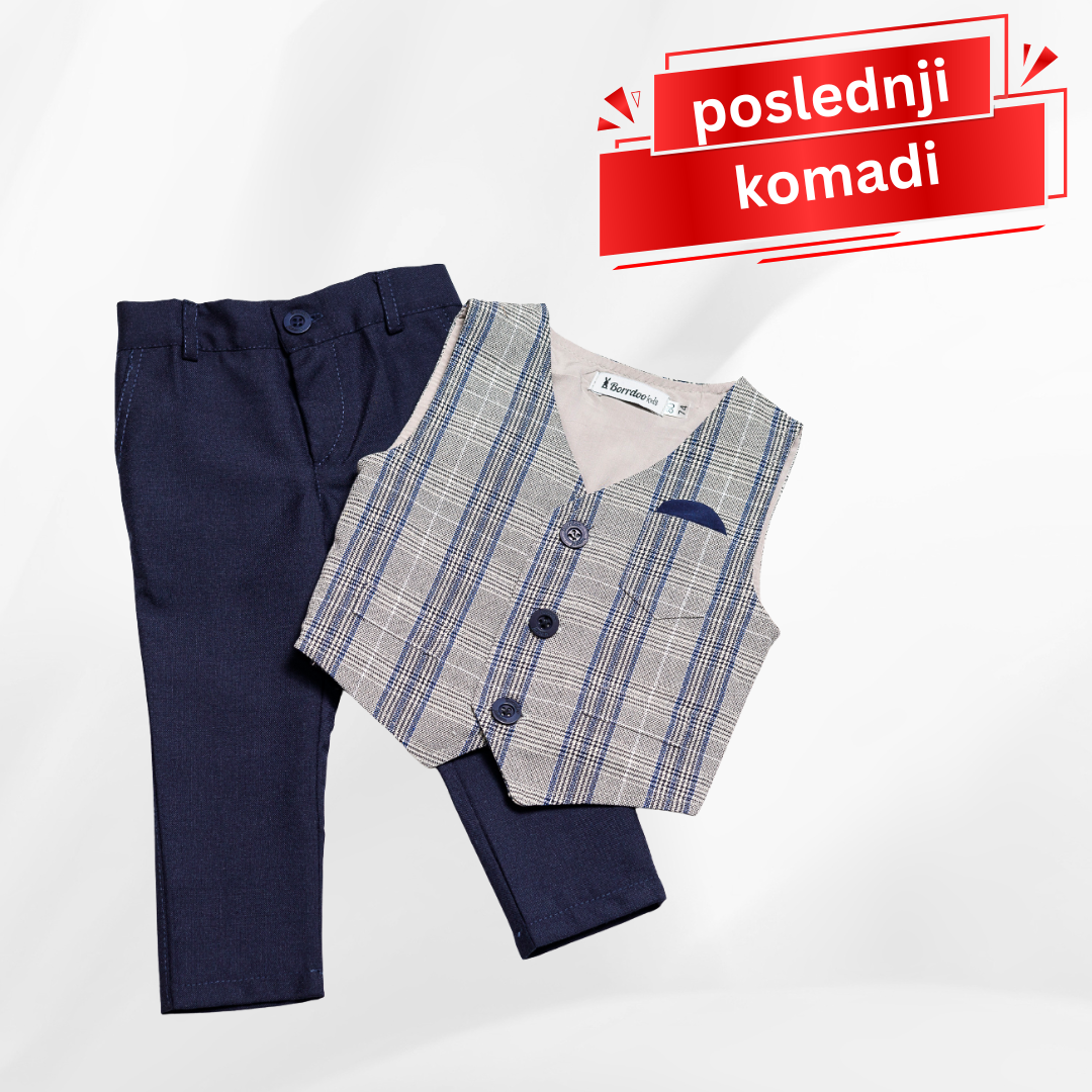 Odelo za bebu - prsluk i pantalonice, teget sivo OD031