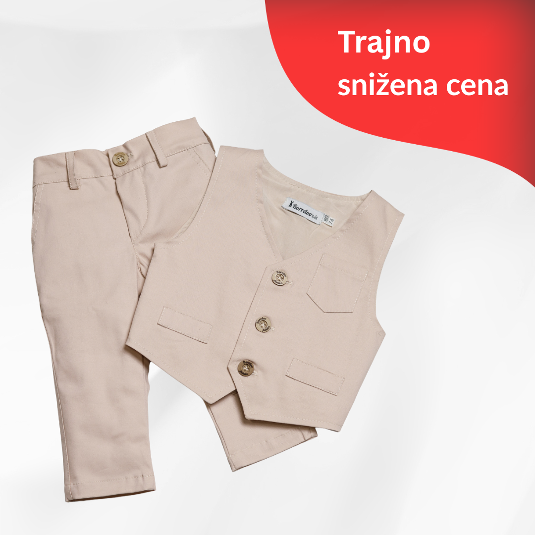 Odelo za bebu - prsluk i pantalonice, bež OD030