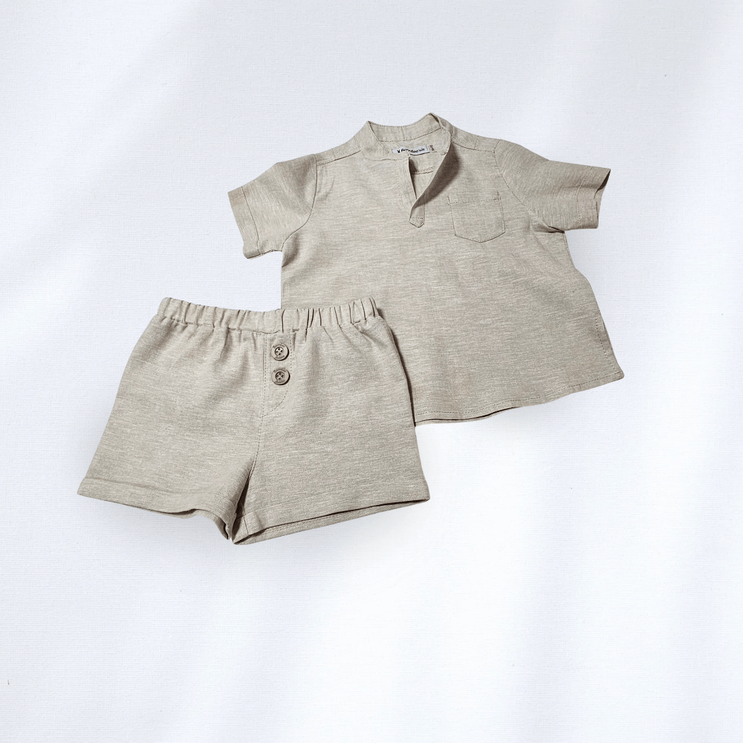 Komplet / Set Letnji komplet košuljica i šorts za bebe – bež LK0029