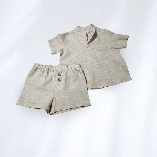 Komplet / Set Letnji komplet košuljica i šorts za bebe – bež LK0029