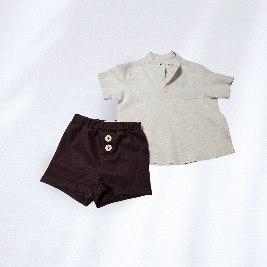 Komplet / Set Letnji komplet košuljica i šorts za bebe – braon LK0030