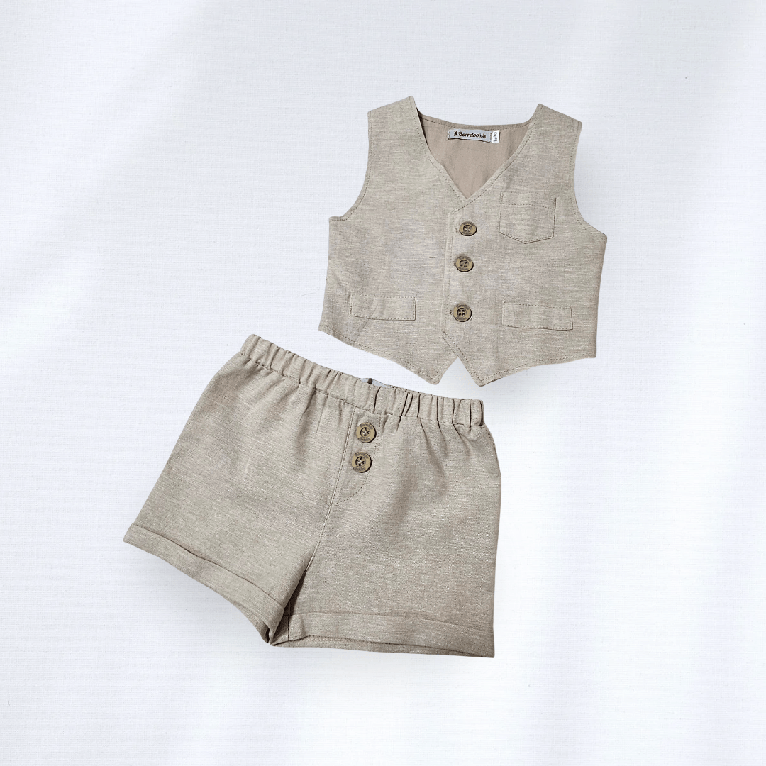Komplet / Set Letnji komplet košuljica i šorts za bebe – maslinasti LK0028