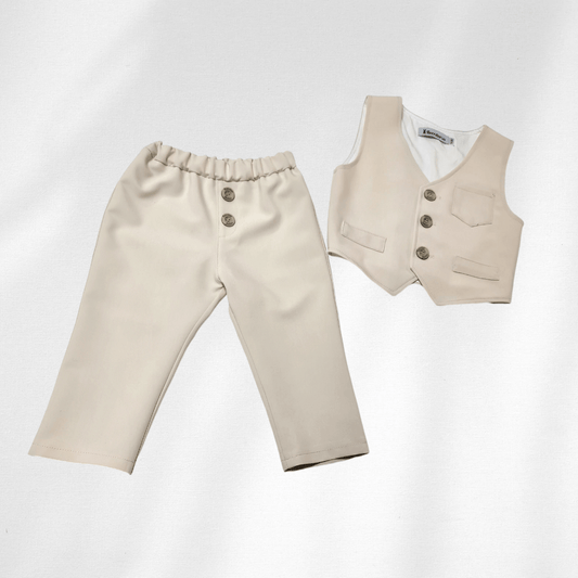 Bebi odeća Odelo za bebu - prsluk i pantalonice bež OD004