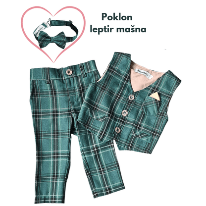 Bebi odeća Odelo za bebu - prsluk i pantalonice, zeleno dezen OD035