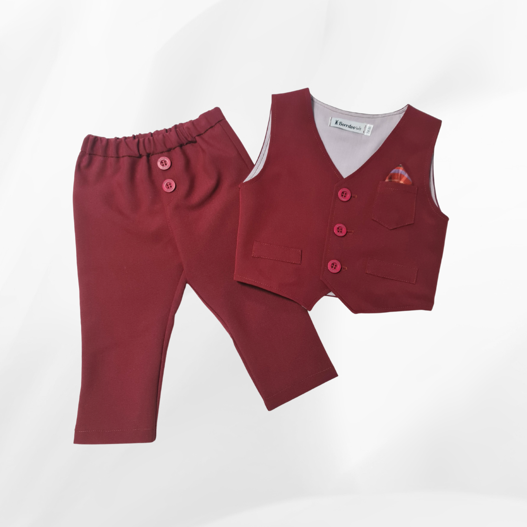 Odelo za bebu - prsluk i pantalonice, bordo OD025