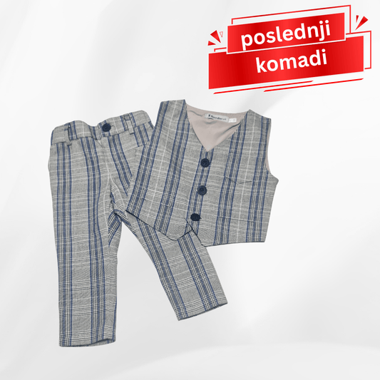 Bebi odeća Odelo za bebu - prsluk i pantalonice, sivo dezen OD032