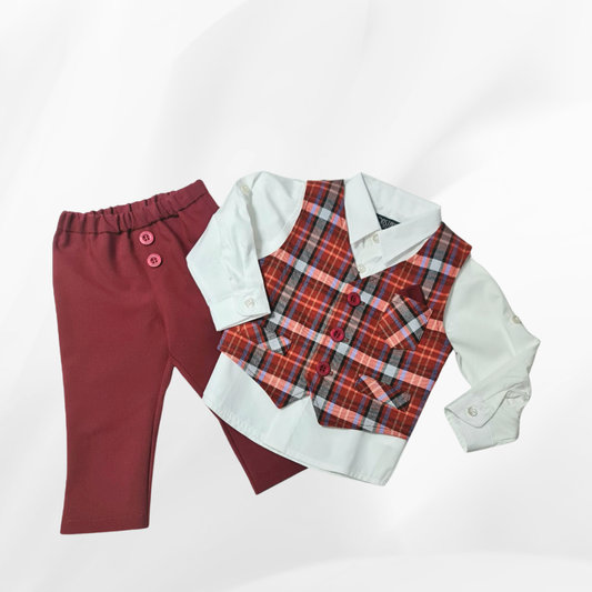 Odelo za bebu - komplet sa košuljicom, bordo OD028