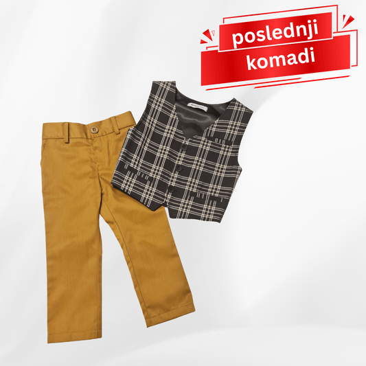 Bebi odeća Odelo za bebu - prsluk i pantalonice, braon oker OD034