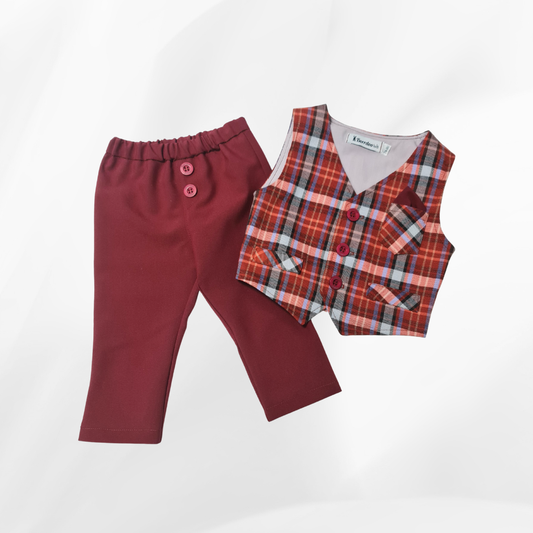 Odelo za bebu - prsluk i pantalonice, bordo OD027