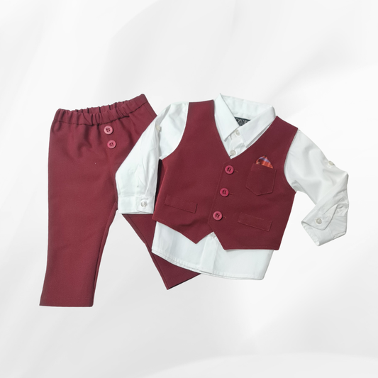 Odelo za bebu - komplet sa košuljicom, bordo OD026