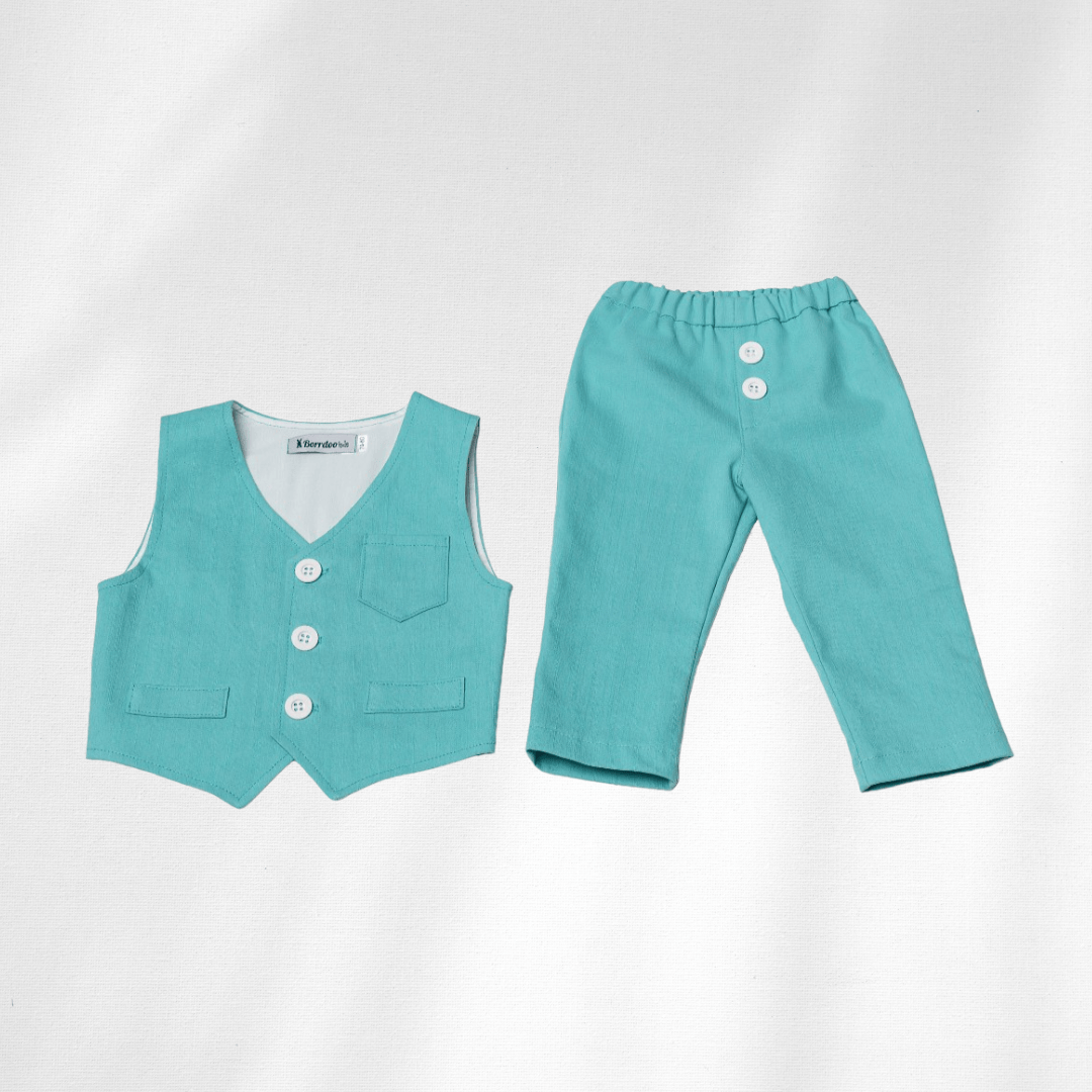 Komplet / Set Komplet prsluk i pamučne pantalonice za bebe mint LK0021