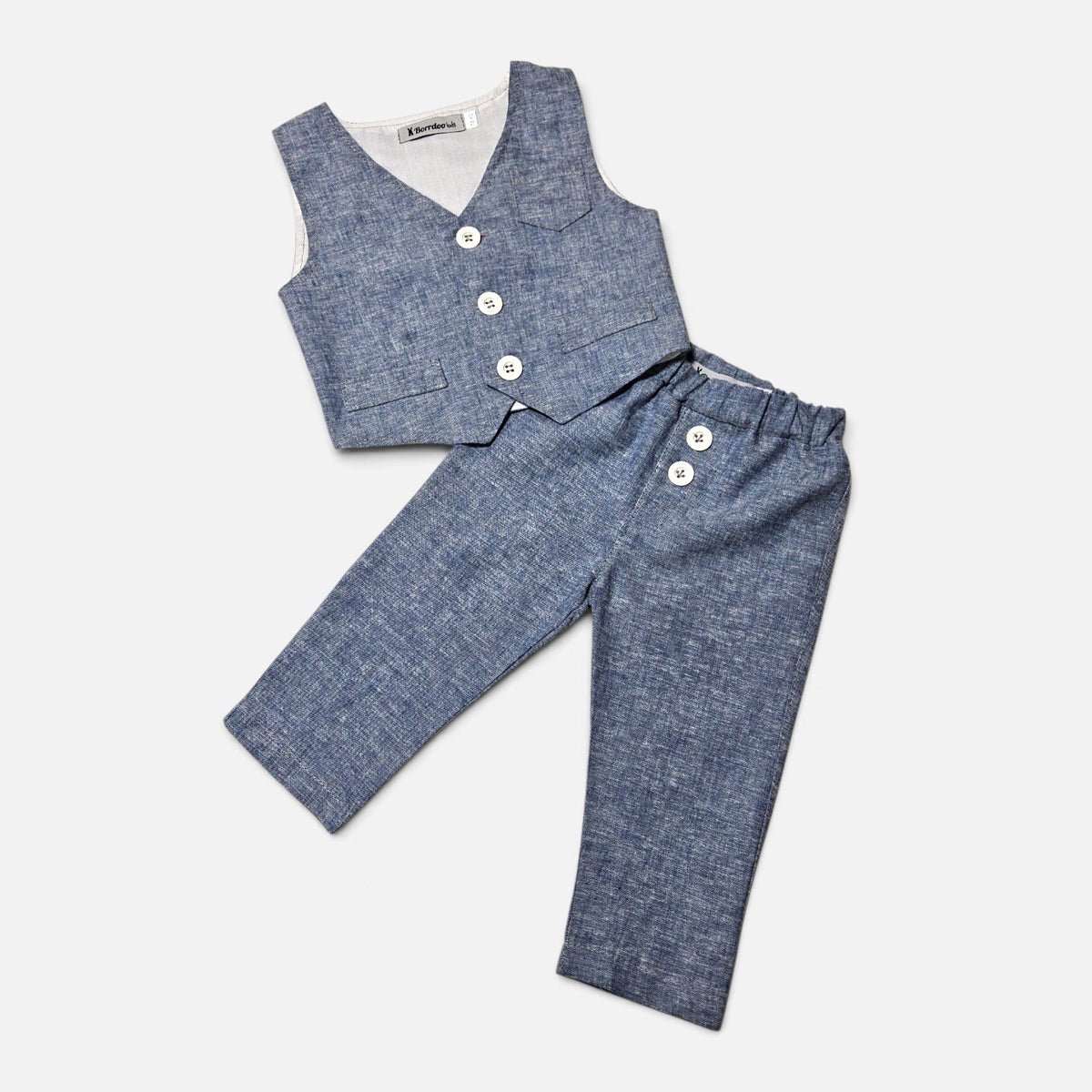 Lagani komplet za bebe denim plavi LK050 -pantalone i prsluk