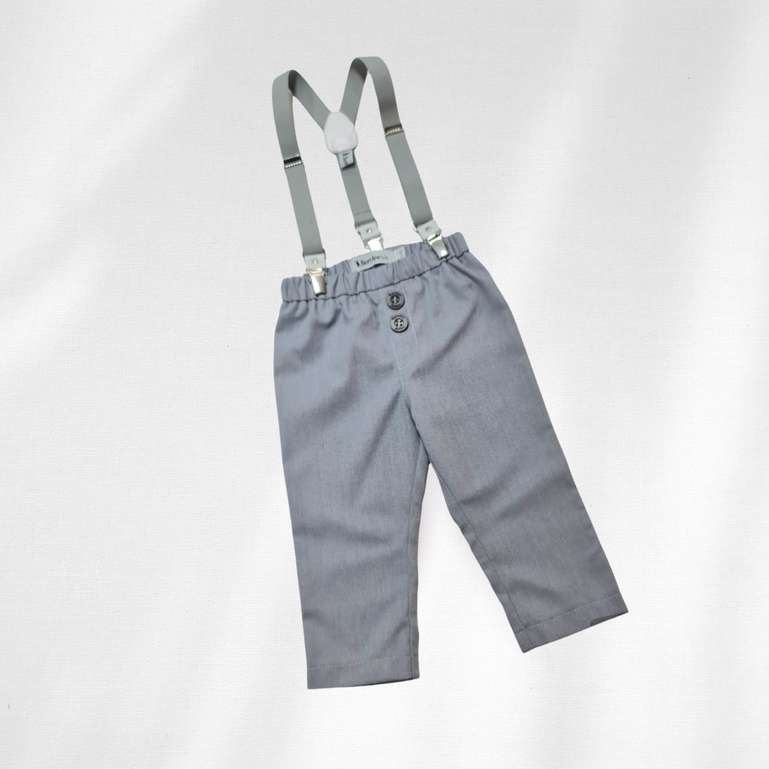 Pantalonice lanene sa tregerima za bebe sive LK011