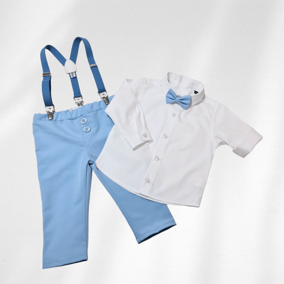 Odelo za bebu - komplet sa tregerima i mašnom, sv.plavo OD009