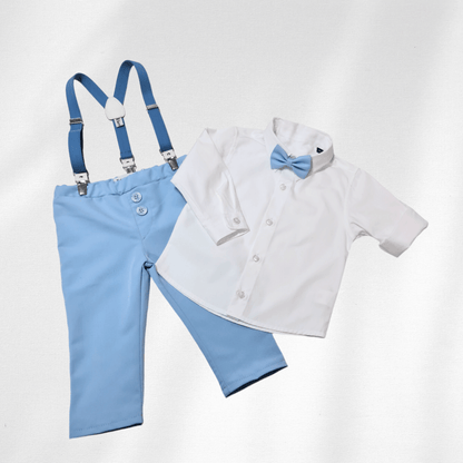 Odelo za bebu - komplet sa tregerima i mašnom, sv.plavo OD009