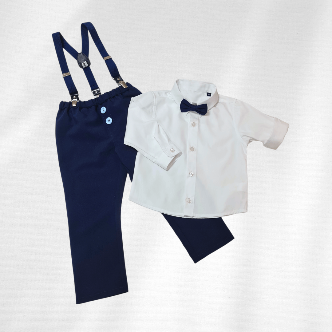 Odelo za bebu - komplet sa tregerima i mašnom, teget OD015