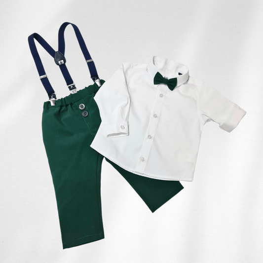 Odelo za bebu - komplet sa tregerima i mašnom, teget OD018