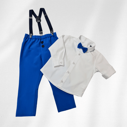 Odelo za bebu - komplet sa tregerima i mašnom, plavi OD003