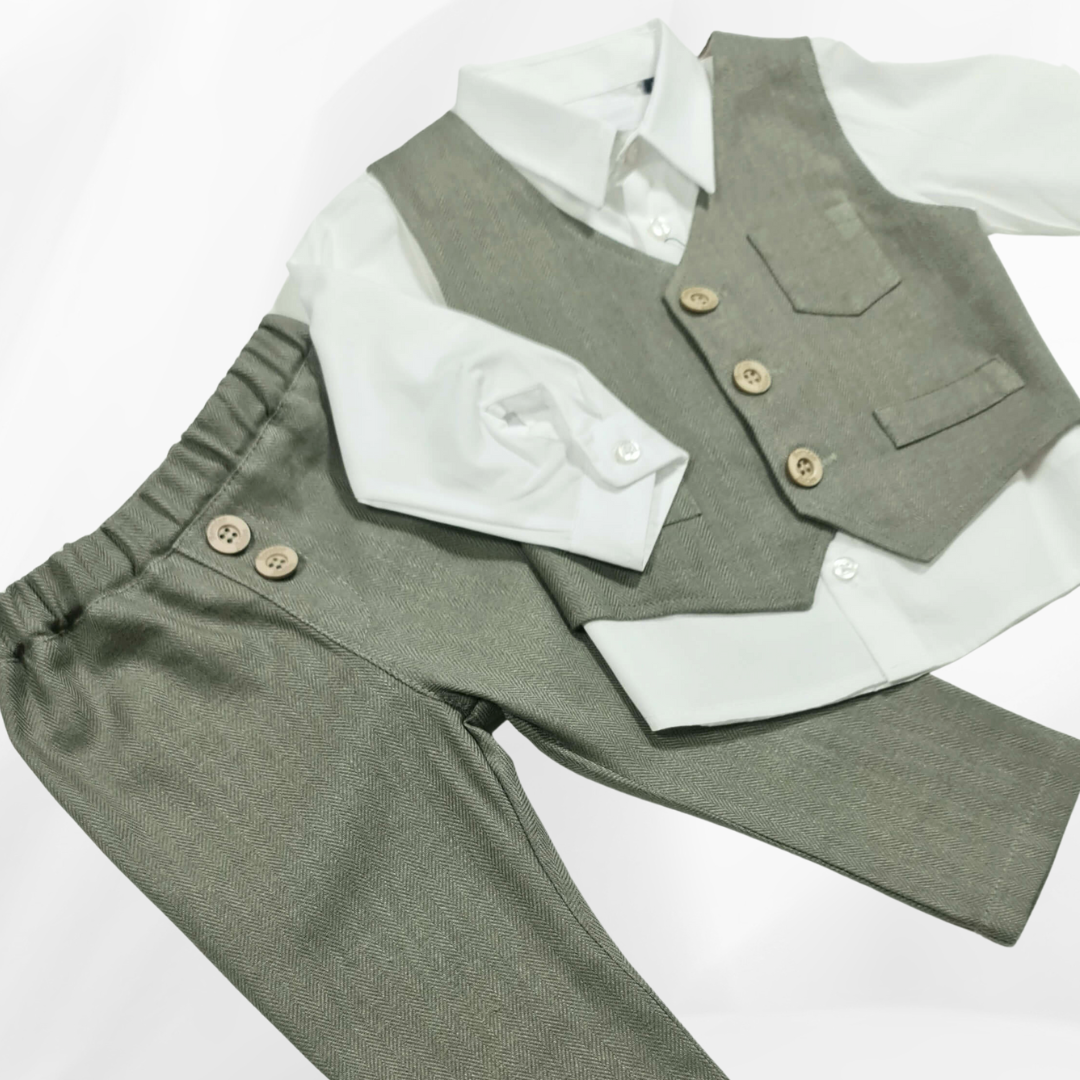 Odelo za bebu - komplet sa košuljicom, maslinasto OD023