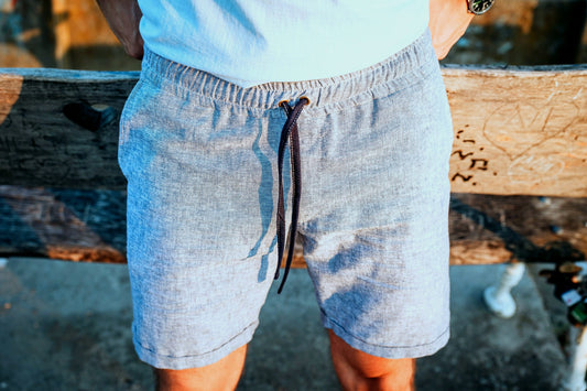 Komplet / Set Letnji laneni šorts/bermude denim plavi – BM K012