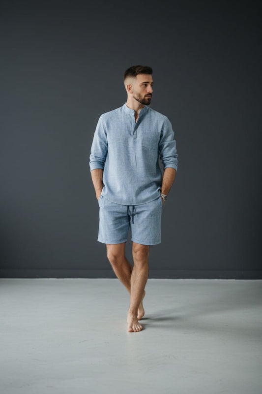 Komplet / Set Letnji komplet lanena košulja i bermude denim plavi – BM K006 (Copy)
